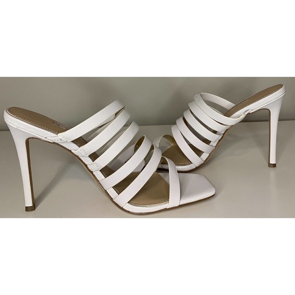 Charles David Vocal White/Gold Leather Metallic Heel Sandal Women’s Size 7.5 - Picture 4 of 10